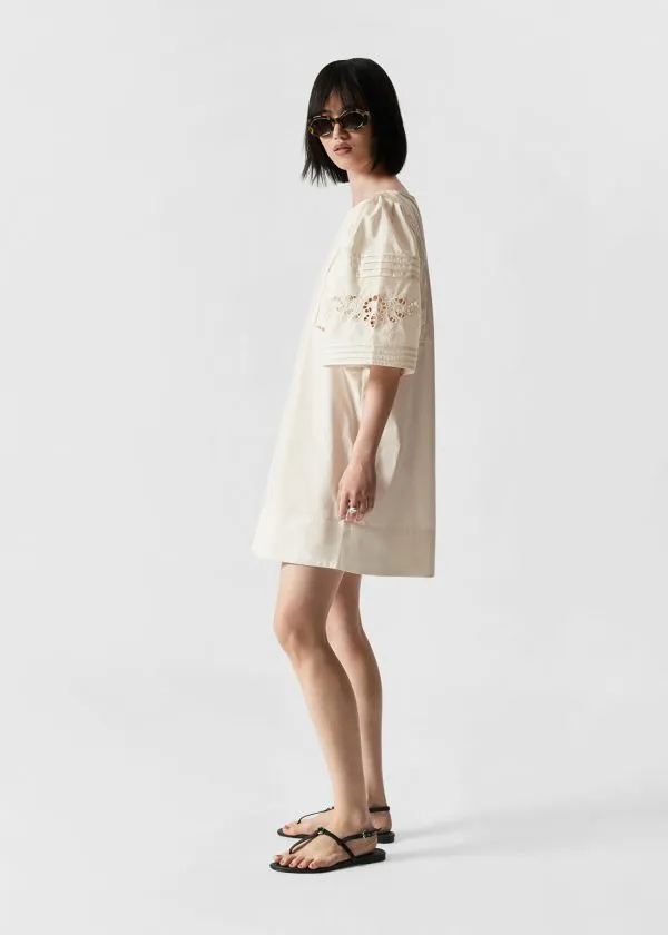 Women Dresses and Other Stories Scalloped Mini Dress White