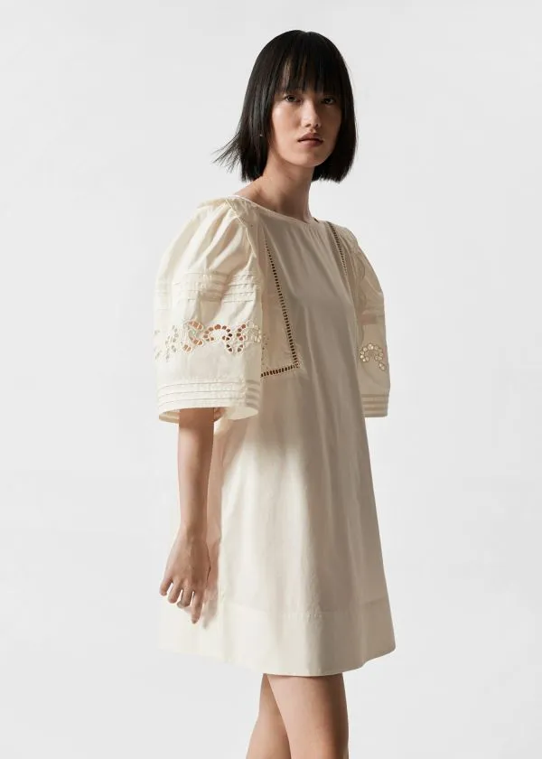 Women Dresses and Other Stories Scalloped Mini Dress White