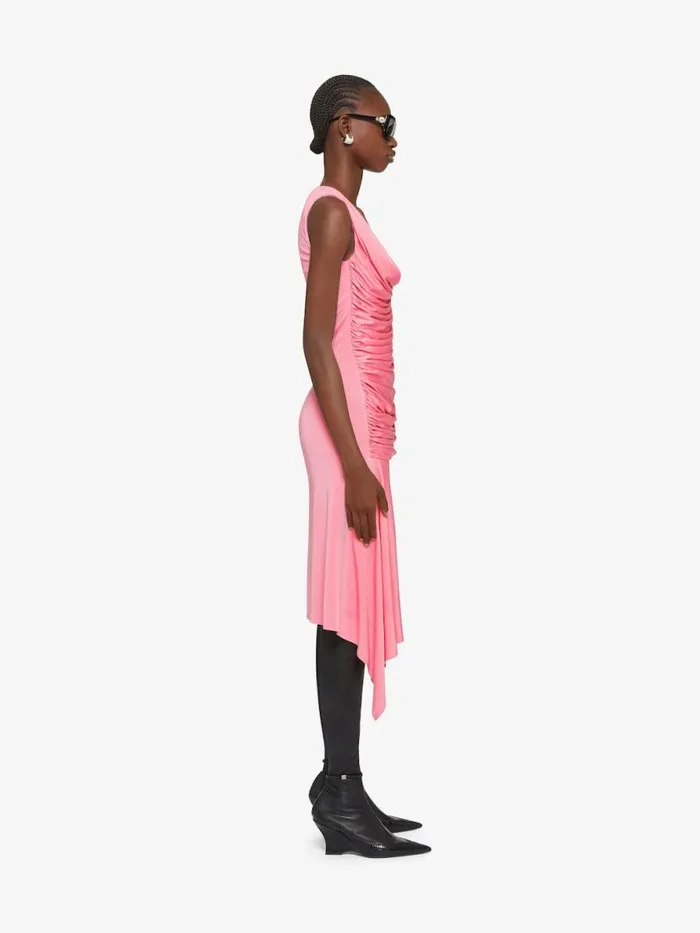 Women Dresses Givenchy Asymmetrical Draped Dress In Jersey Flamingo