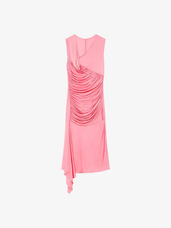 Women Dresses Givenchy Asymmetrical Draped Dress In Jersey Flamingo