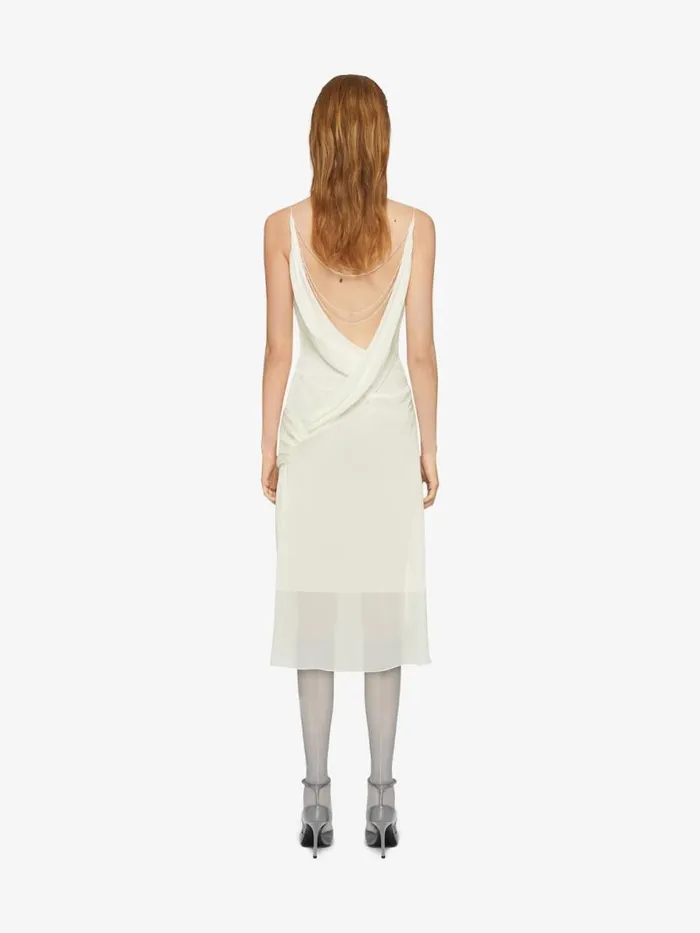 Women Dresses Givenchy Draped Dress In Silk With Pearl Chains Butter