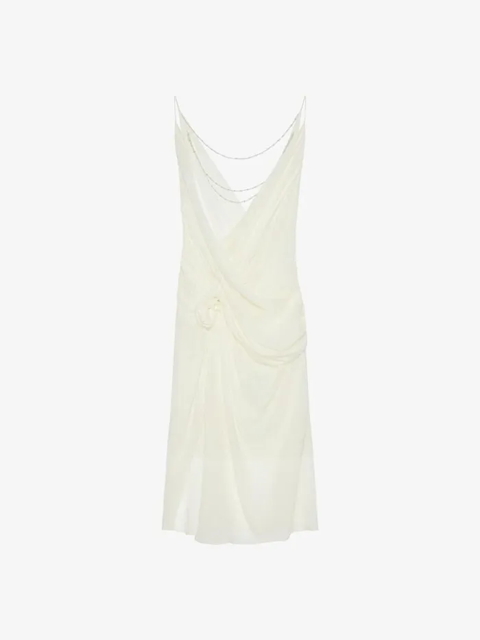 Women Dresses Givenchy Draped Dress In Silk With Pearl Chains Butter