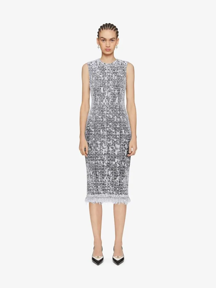 Women Dresses Givenchy Dress In 4G Tweed With Chain Detail Blackwhite