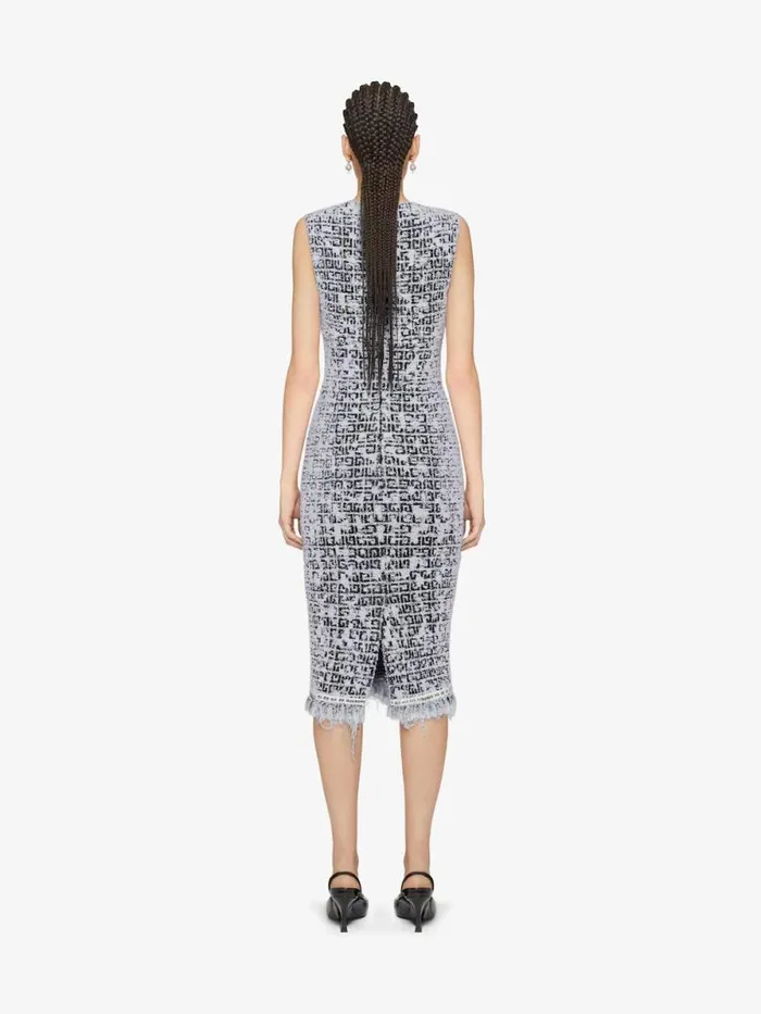 Women Dresses Givenchy Dress In 4G Tweed With Chain Detail Blackwhite