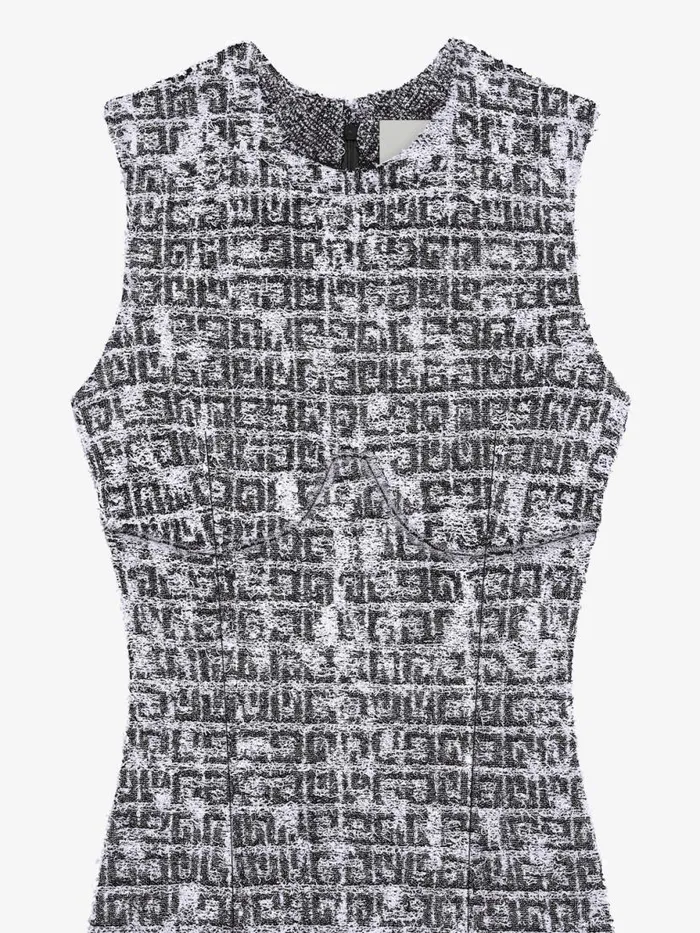 Women Dresses Givenchy Dress In 4G Tweed With Chain Detail Blackwhite