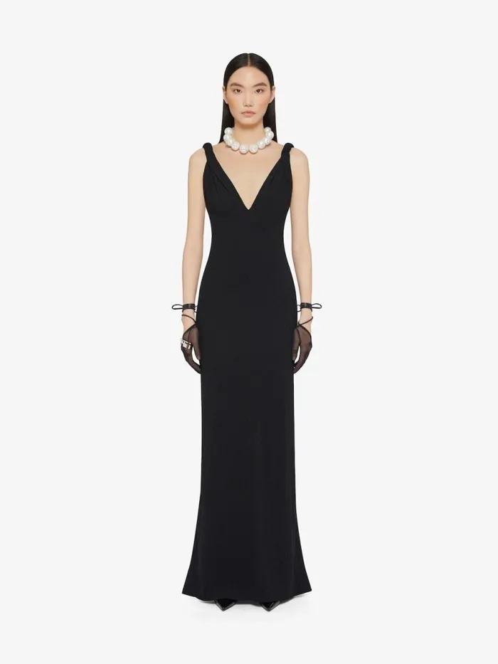Women Dresses Givenchy Dress With Twisted Straps In Jersey With Pearls Black