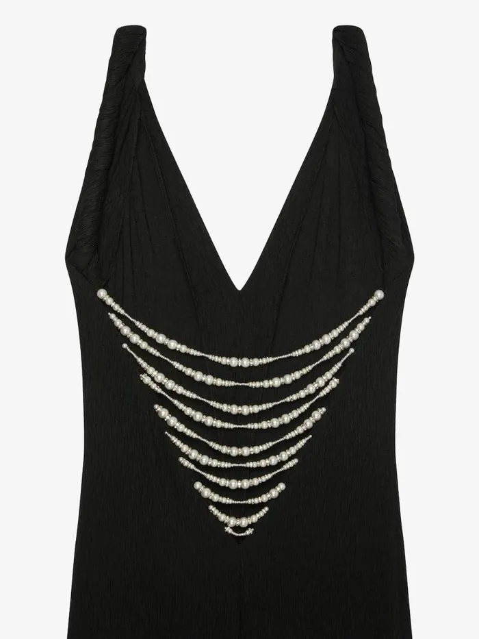 Women Dresses Givenchy Dress With Twisted Straps In Jersey With Pearls Black
