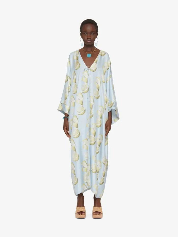 Women Dresses Givenchy Kaftan In Silk With Lemon Print Blueyellow