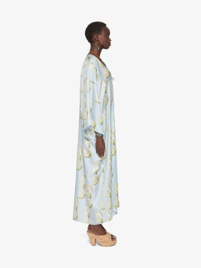 Women Dresses Givenchy Kaftan In Silk With Lemon Print Blueyellow