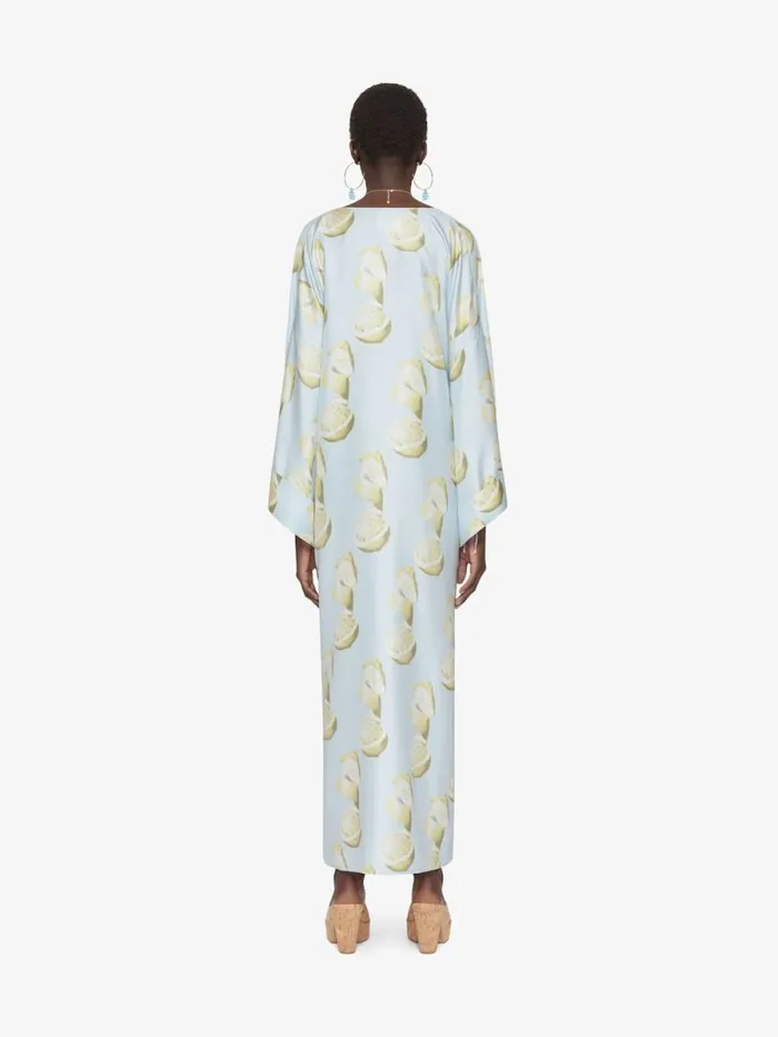 Women Dresses Givenchy Kaftan In Silk With Lemon Print Blueyellow