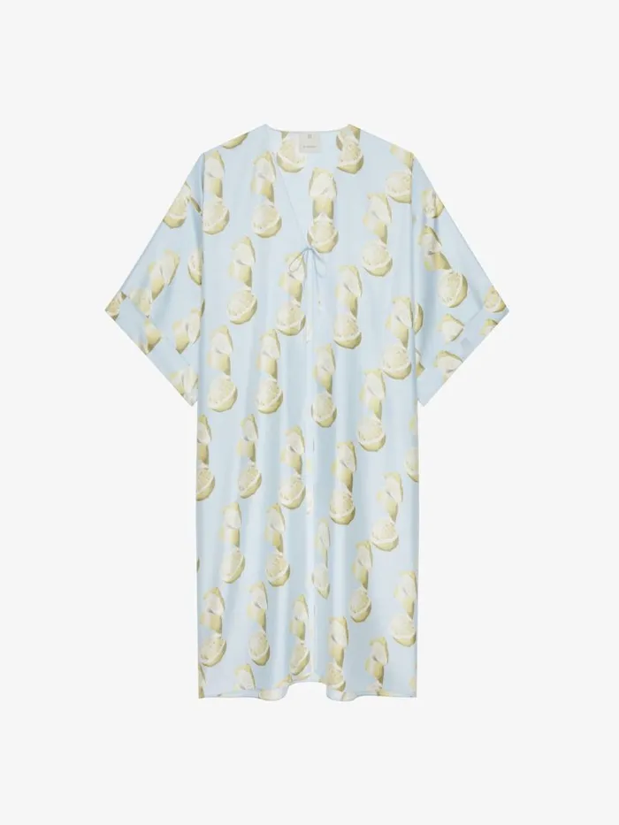 Women Dresses Givenchy Kaftan In Silk With Lemon Print Blueyellow