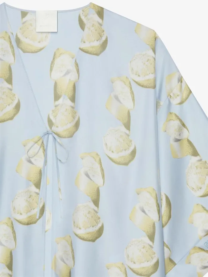 Women Dresses Givenchy Kaftan In Silk With Lemon Print Blueyellow