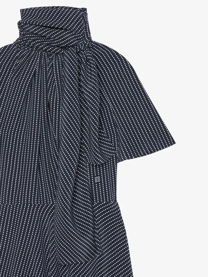 Women Dresses Givenchy Polka Dots Dress In Silk With Lavallire Navywhite
