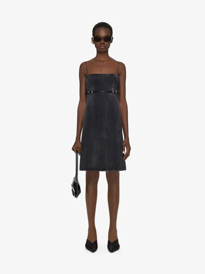 Women Dresses Givenchy Voyou Straps Dress In Denim Black