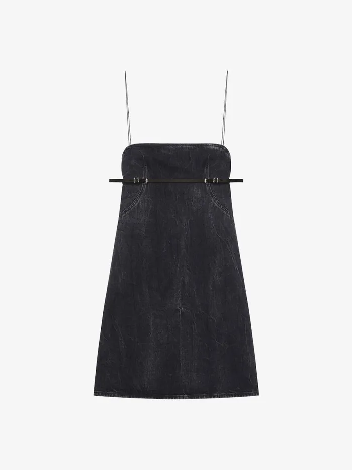Women Dresses Givenchy Voyou Straps Dress In Denim Black