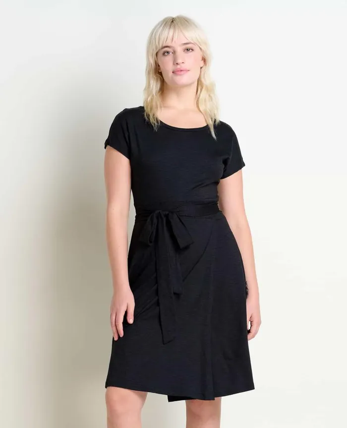 Women Dresses Toad and Co Cue Wrap Short Sleeve Dress Black
