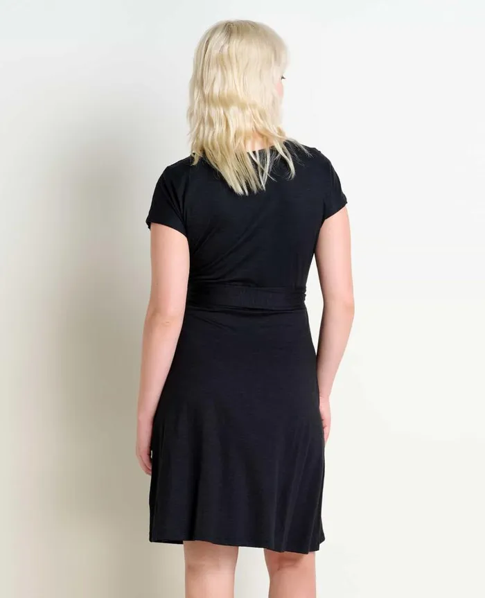 Women Dresses Toad and Co Cue Wrap Short Sleeve Dress Black