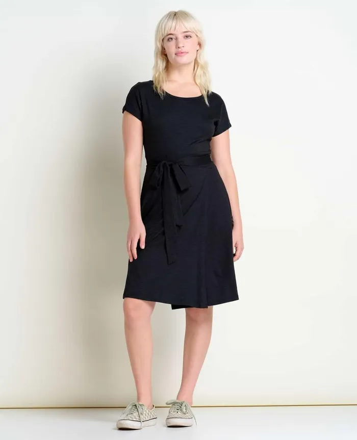Women Dresses Toad and Co Cue Wrap Short Sleeve Dress Black