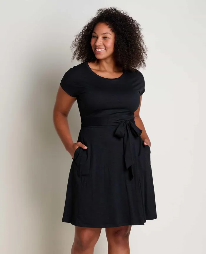 Women Dresses Toad and Co Cue Wrap Short Sleeve Dress Black