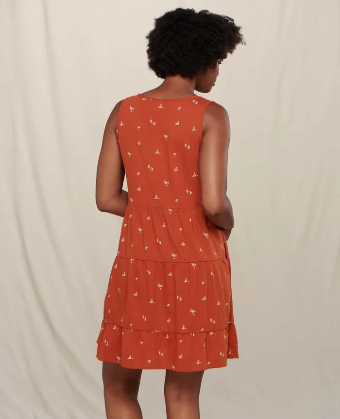 Women Dresses Toad and Co Manzana Tiered Sleeveless Dress Rust Ditsy Print