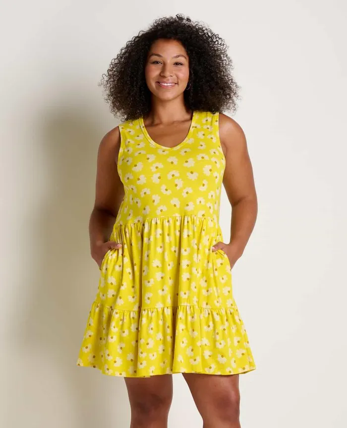 Women Dresses Toad and Co Marley Tiered Sleeveless Dress Sulphur Half Daisy Print