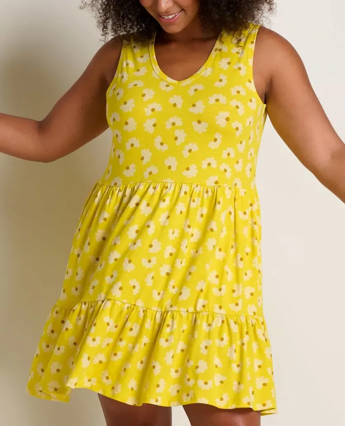Women Dresses Toad and Co Marley Tiered Sleeveless Dress Sulphur Half Daisy Print