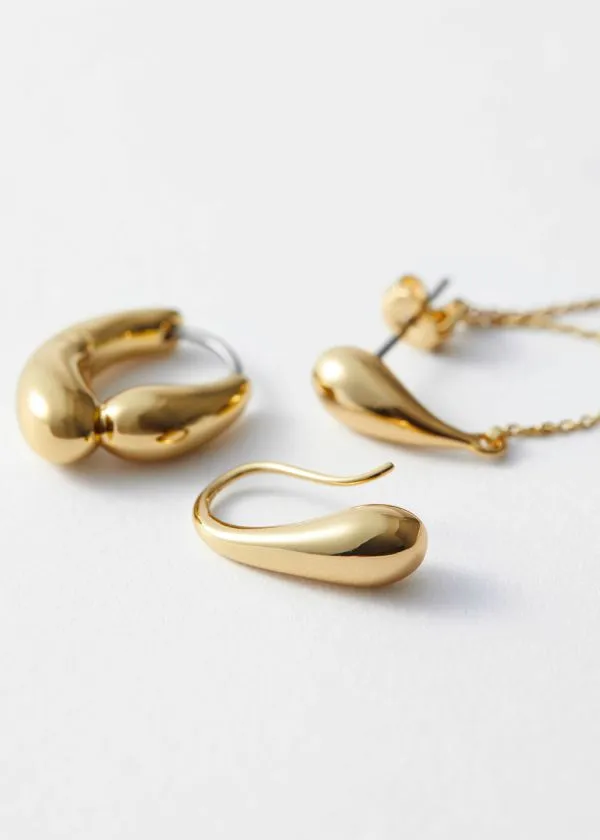 Women Earrings and Other Stories 18Karat Gold Plated Earrings Set Gold