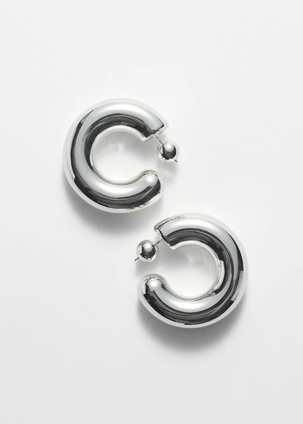 Women Earrings and Other Stories Big Chunky Hoops Silver