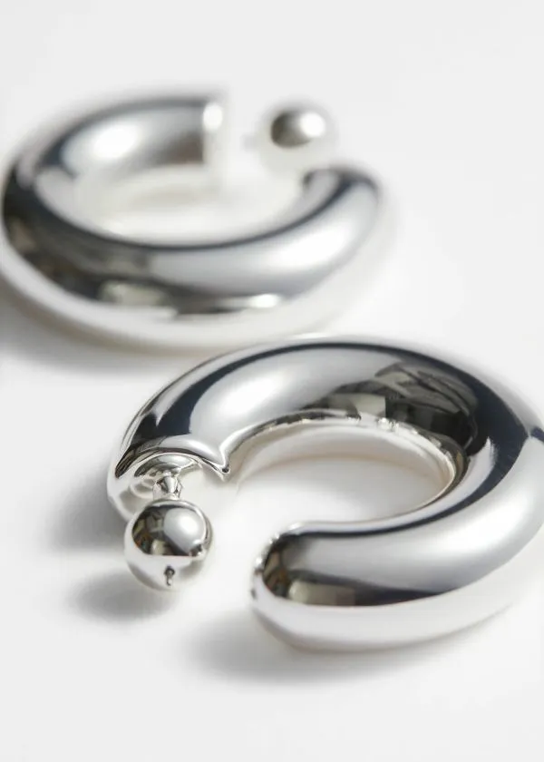 Women Earrings and Other Stories Big Chunky Hoops Silver