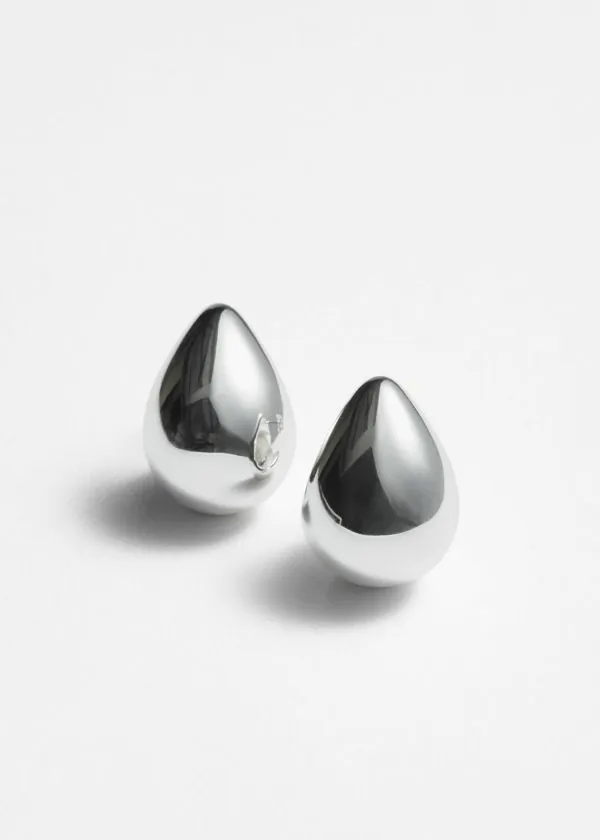 Women Earrings and Other Stories Chunky Teardrop Earrings Silver