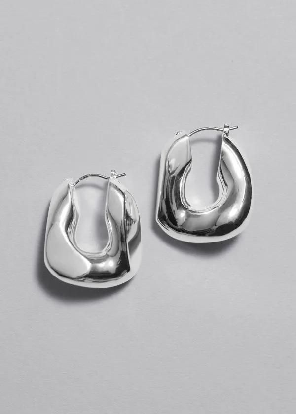 Women Earrings and Other Stories Chunky Twist Hoop Earrings Silver