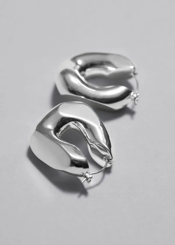 Women Earrings and Other Stories Chunky Twist Hoop Earrings Silver