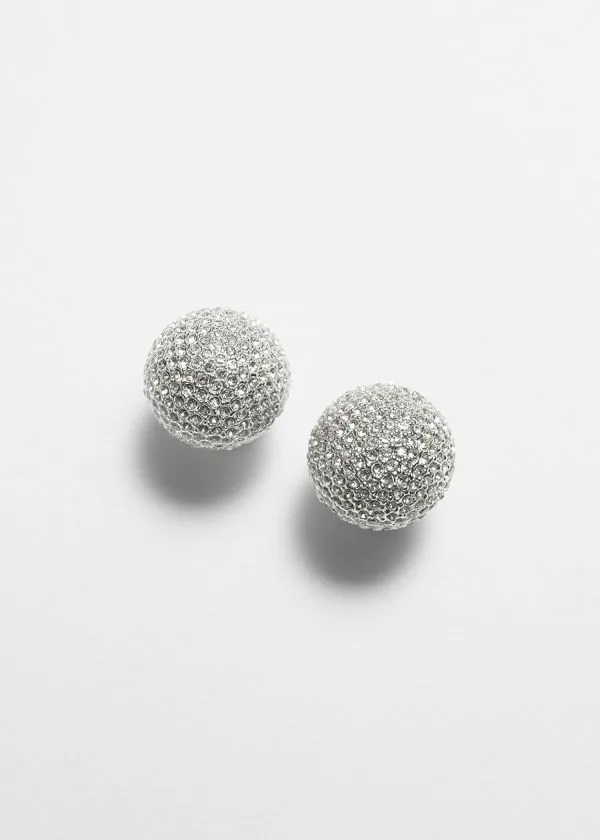 Women Earrings and Other Stories Crystal Encrusted Earrings Silver