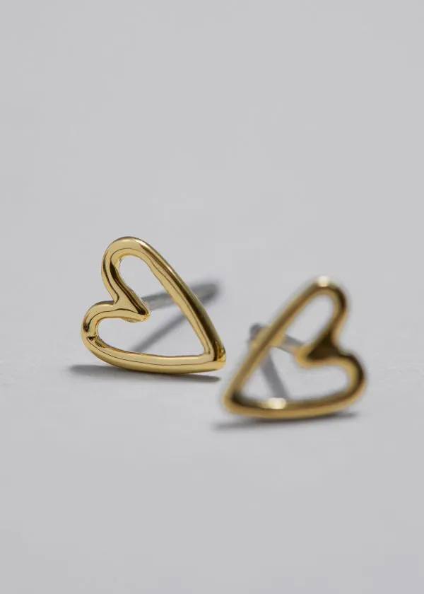 Women Earrings and Other Stories Heart Stud Earrings Gold