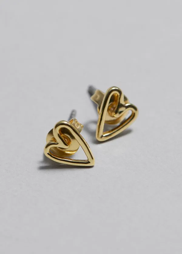 Women Earrings and Other Stories Heart Stud Earrings Gold