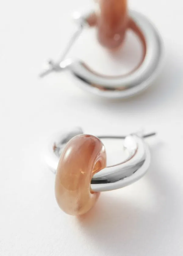 Women Earrings and Other Stories Vibrant Stone Hoop Earrings Silverandamber