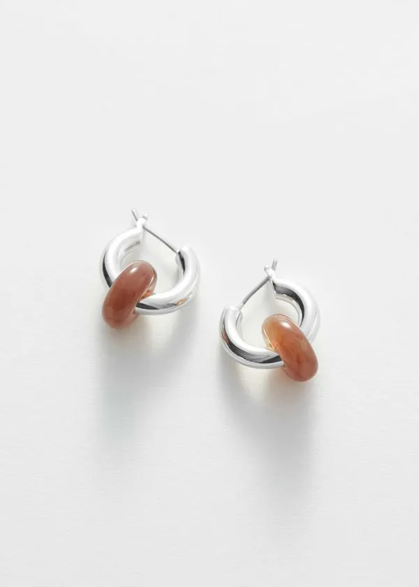 Women Earrings and Other Stories Vibrant Stone Hoop Earrings Silverandamber