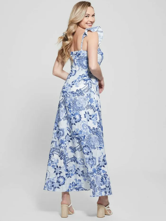 Women Eco Rose Maxi Dress Blue Collectibles Dresses and Jumpsuits GUESS Women Eco Rose Maxi Dress Blue Collectibles Dresses and Jumpsuits GUESS
