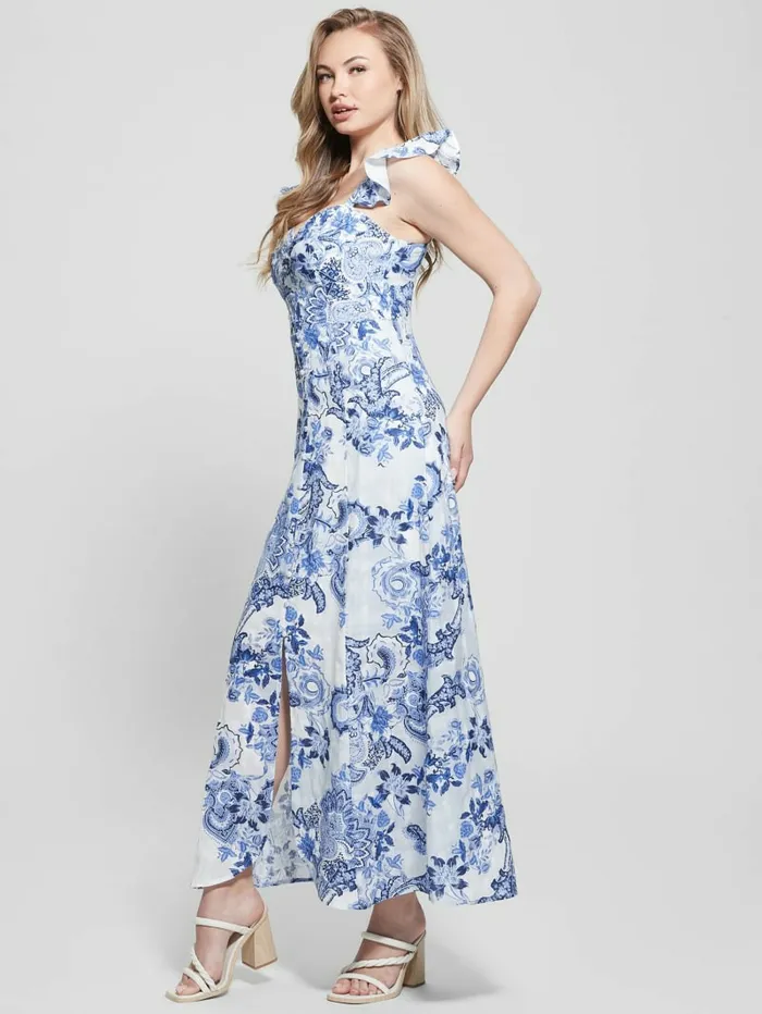 Women Eco Rose Maxi Dress Blue Collectibles Dresses and Jumpsuits GUESS Women Eco Rose Maxi Dress Blue Collectibles Dresses and Jumpsuits GUESS