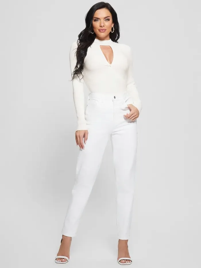 Women Eco Rubie Cutout Sweater Cream White Sweaters and Knits GUESS Women Eco Rubie Cutout Sweater Cream White Sweaters and Knits GUESS