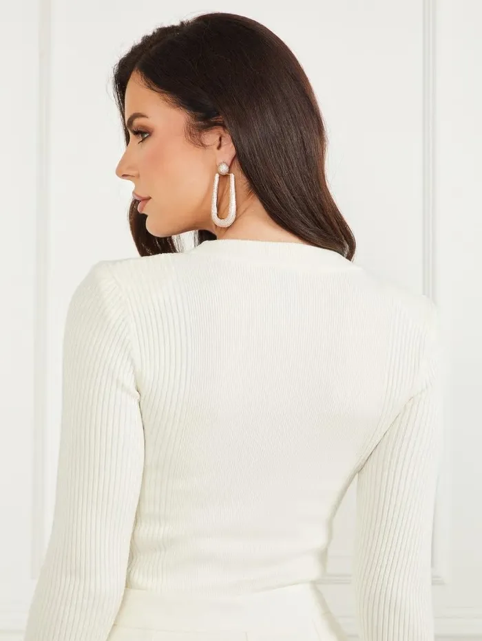 Women Eco Teti Sweater Top Pale Pearl Sweaters and Knits GUESS Women Eco Teti Sweater Top Pale Pearl Sweaters and Knits GUESS