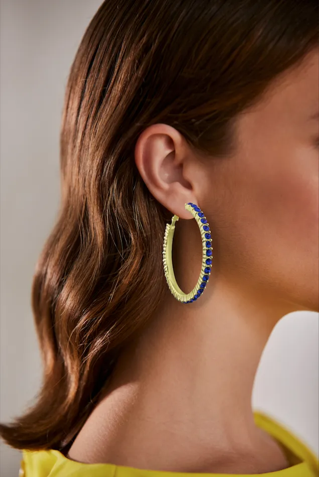 Women Fashion Jewelry Badgley Mischka Rhinestone Hoop Earrings