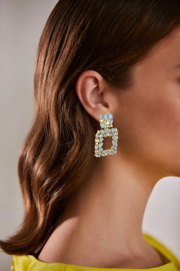 Women Fashion Jewelry Badgley Mischka Square Door Knocker Earrings