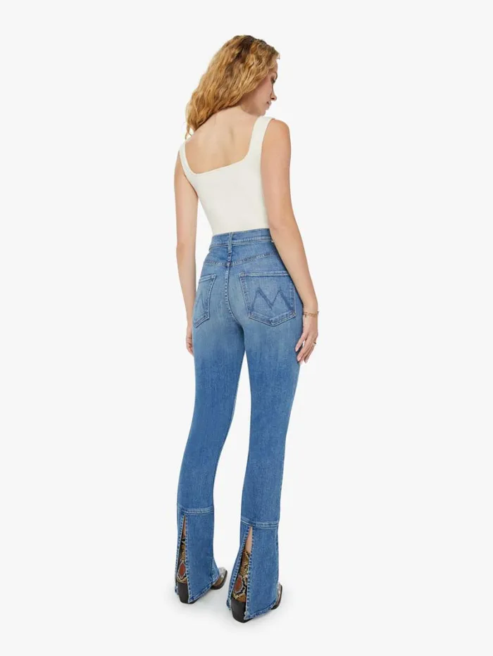 Women Flare Mother Denim The Outlaw Wedge Heel Wash Monkey In The Middle