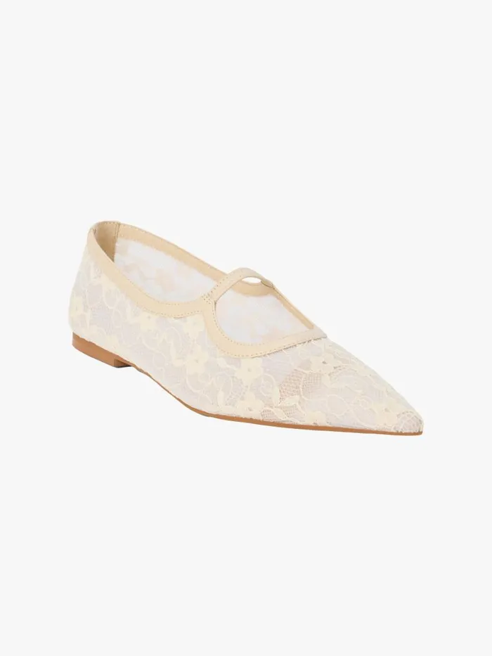 Women Fleur Lace Flat Ivory Lisa Says Gah Flats