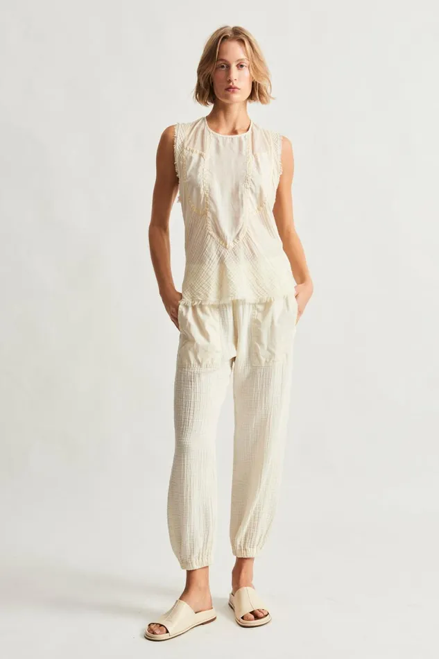 Women Gauze Dirty White Cameroon Pant Raquel Allegra Bottoms