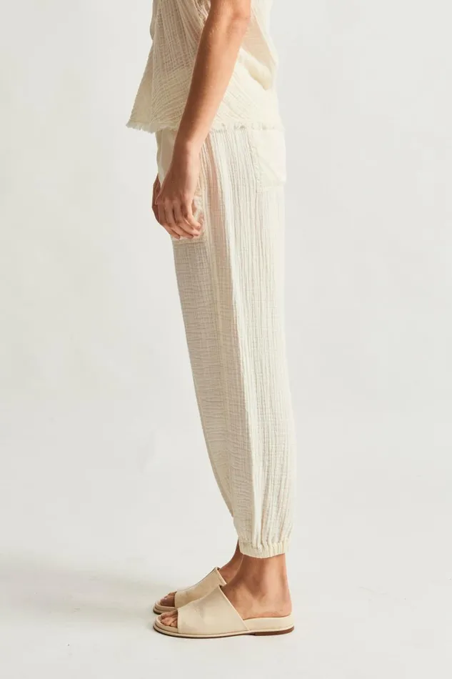 Women Gauze Dirty White Cameroon Pant Raquel Allegra Bottoms