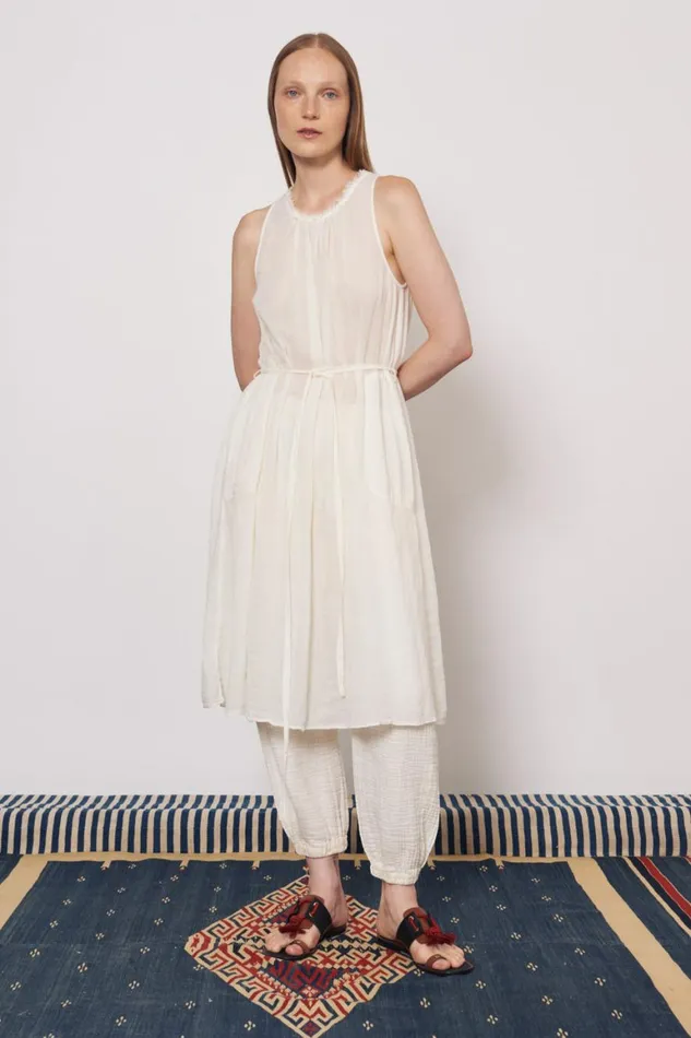 Women Gauze Dirty White Zambia Tank Dress Raquel Allegra Dresses