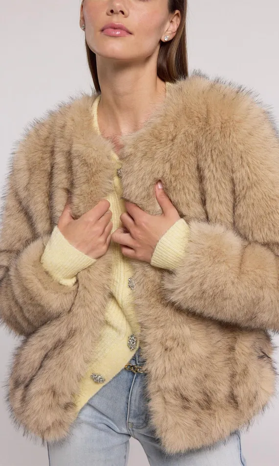 Women Generation Love Clothing Outerwear Lucas Faux Fur Jacket Brownblack