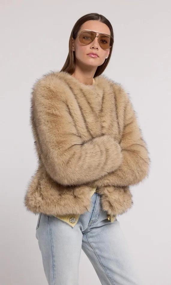 Women Generation Love Clothing Outerwear Lucas Faux Fur Jacket Brownblack